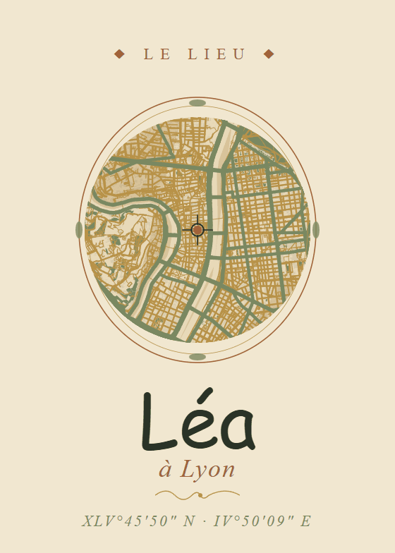 Poster de naissance personnalisé style Art Nouveau — thème carte (aperçu)