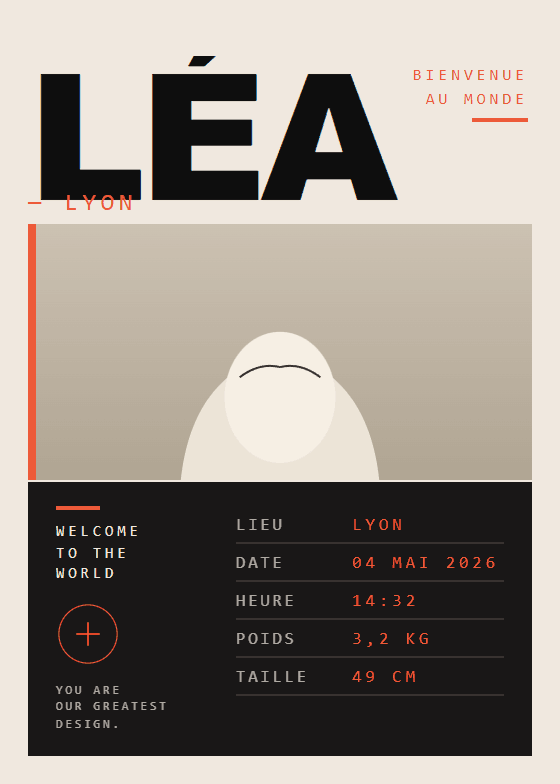 Poster de naissance personnalisé style Studio — thème naissance (aperçu)