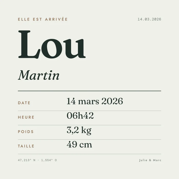Faire-part style Typographique